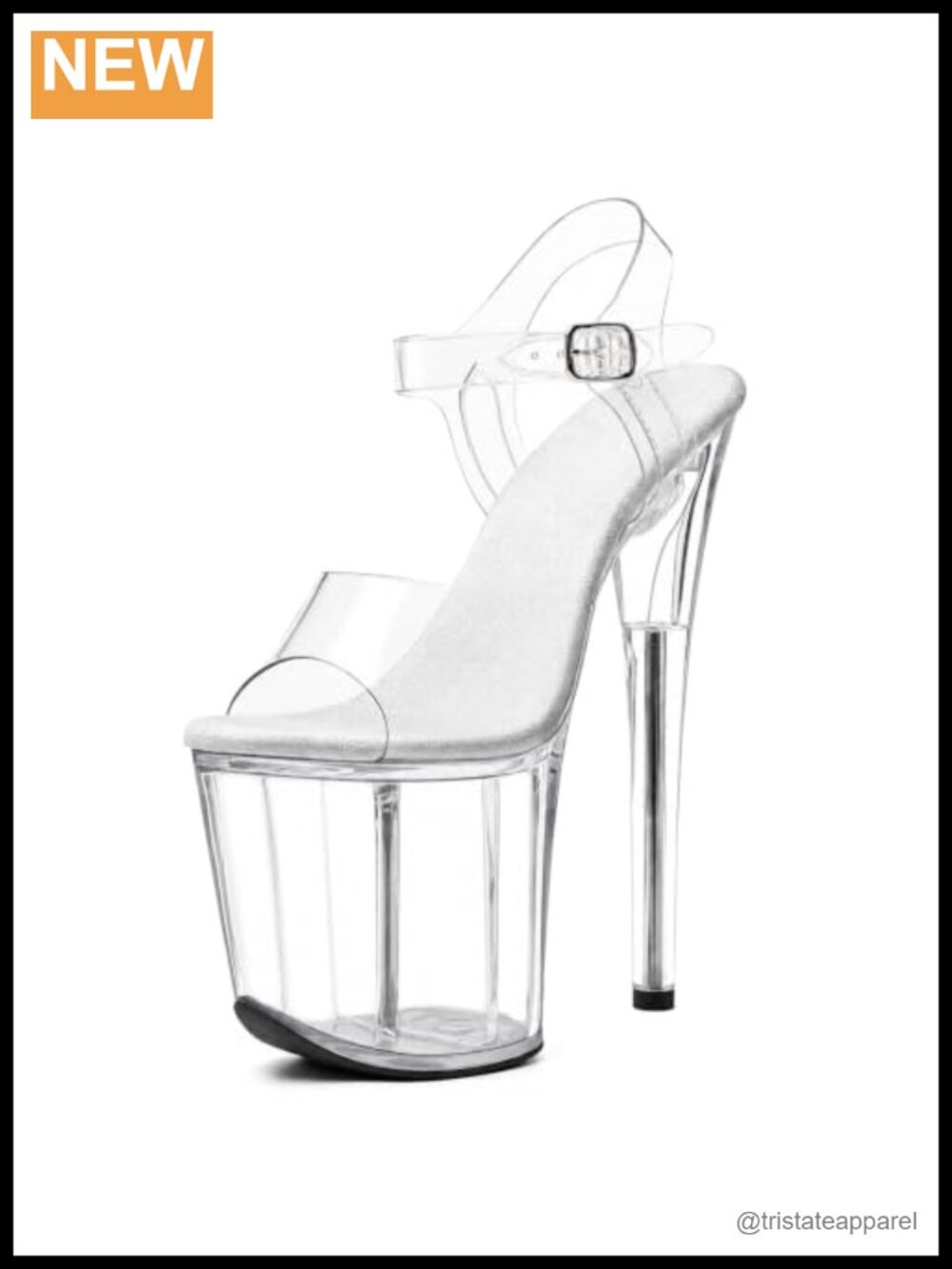 Women's Clear Platform Heels 8 inch Exotic Pole Dancer Ankle Strap Stiletto